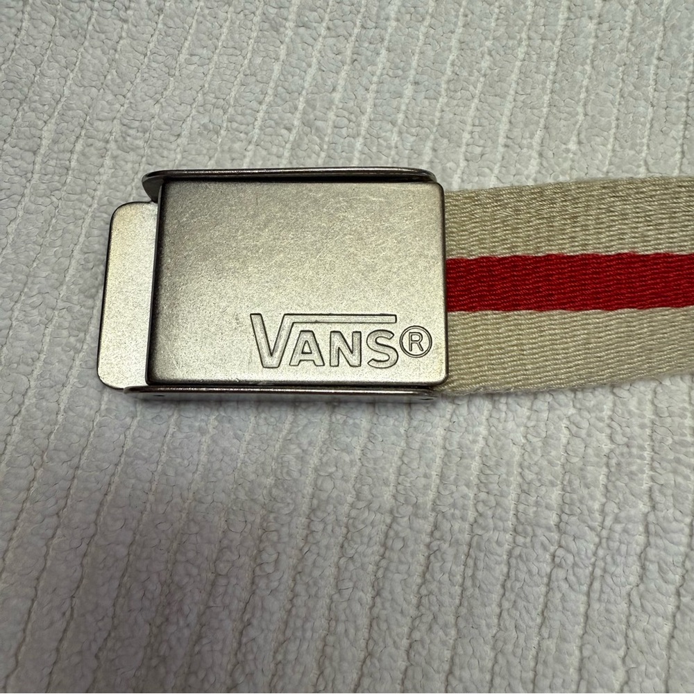 Vans Silver Buckle Belt with Red Stripe